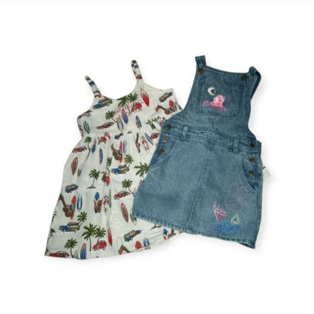 Kids' Denim Overall Dress and Pacific Legend Apparel Dress Bundle Sz.5-6 EUC.